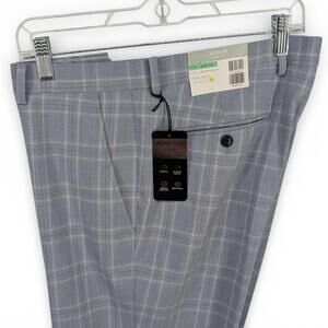 Alfani Men's Slim Fit Stretch Travel Ready Suit Dress Pants Plaid Blue 34 x 30